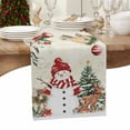 thumbnail image 6 of Beige Christmas Cotton Linen Table Runner for Dining Kitchen, Snowman Xmas Tree Elk Poinsettia Wedding Outdoor Party Tablerunners Decoration, Dresser Scarf Coffee Tablecloth Runners 13x48 Inches, 6 of 9