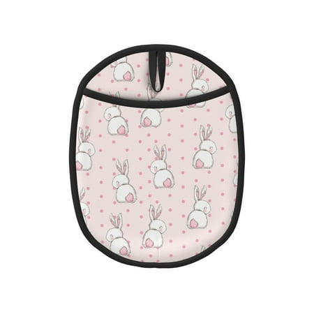 

Qekee Rabbit Pattern Silicone Pot Holders Oven Mitts Heat Resistant Hot Pads Non Slip Pot Holder Towel Cloth Interior Lining