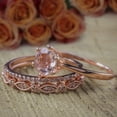 thumbnail image 3 of Bestseller 2 carat Morganite and Diamond Trio Ring Set in 10k Rose Gold, 3 of 4