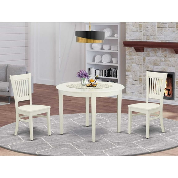 East West Furniture Boston Wood Dining Set with Slatted Back Chairs in White
