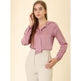 thumbnail image 2 of Camisa De Oficina De Trabajo Para Mujer Blusas De Satén Elegantes De Manga Larga Con Cuello De Lazo Rosa empolvado L, 2 of 6