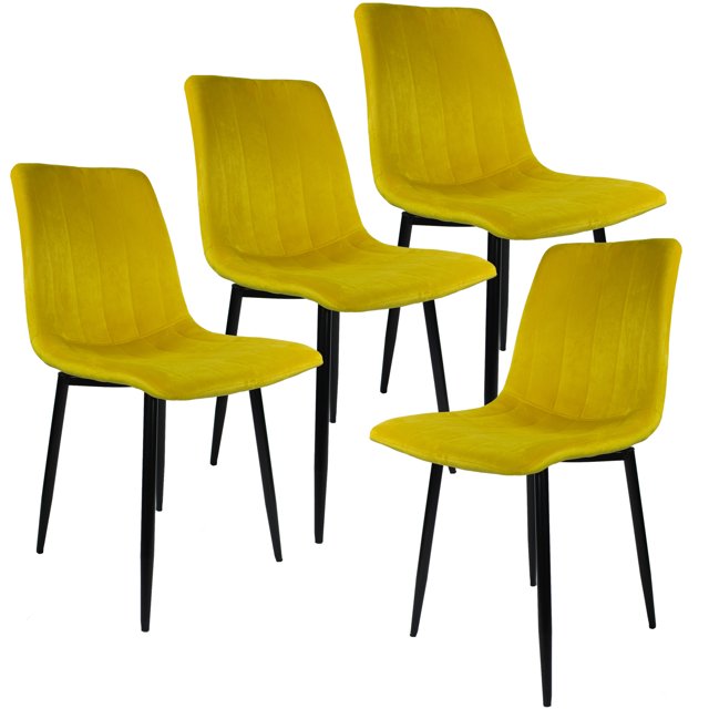4 Sillas Comedor Eames Tapizada Rack & Pack Mostaza Terciopelo Sala Habitación