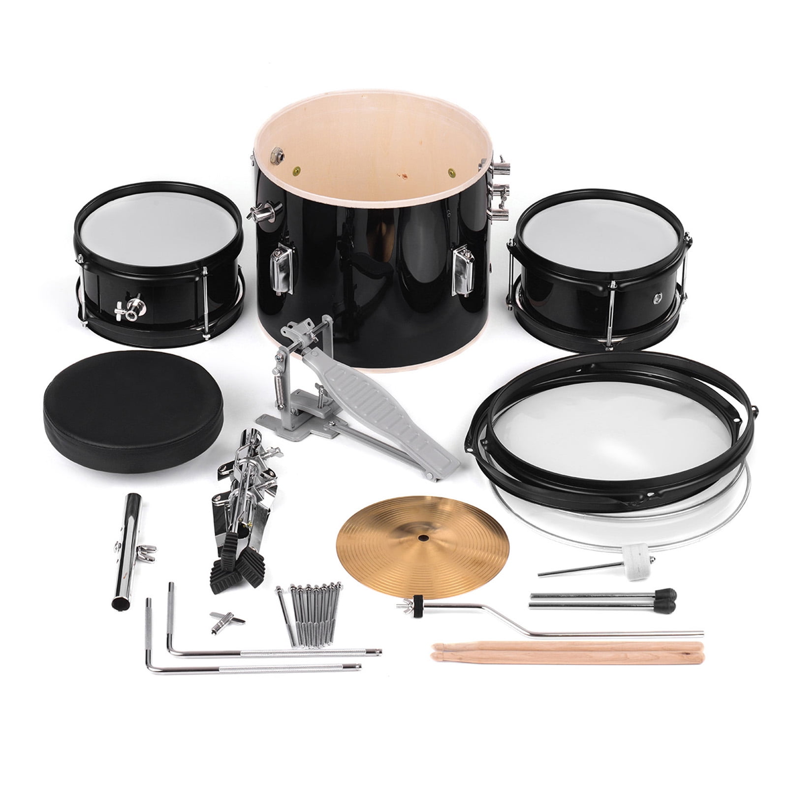 Aibecy Beginners Drum Set for Kids 3-Piece Kit Percussion Instrument with Cymbal Drumsticks Adjustable Stool Junior Children