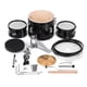 thumbnail image 5 of Tambor de percusión Niños Niños Principiantes Junior Juego de batería de 3 piezas Kit de batería Instrumento musical de percusión con platillos Baquetas Taburete ajustable Abody  Tambor de percusión, 5 of 5