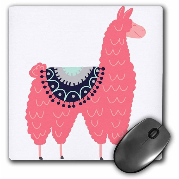 3dRose Fun creative fluffy pink llama wearing a saddle blanket Mouse