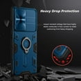 thumbnail image 4 of Funda para Galaxy S21 Ultra con cubierta para cámara y soporte, protección de lente deslizante + soporte de anillo de 360°, resistente a impactos, a prueba de golpes, funda protectora para Samsung, 4 of 7