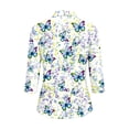 thumbnail image 4 of HCYSFG Womens Butterfly Print Polo Shirt Collared 3/4 Sleeve Quarter Zip Golf Blouse Curved Hem Relaxed Fit Casual Sports Top, 4 of 6