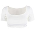 thumbnail image 2 of SAYOO Women's Solid Color T-Shirts, Short Sleeve Square Neck Slim Fit Ribbed Crop Tops, 2 of 10