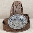 thumbnail image 2 of Tony Lama Ladies Bark Pierced Filigree Trophy Belt C50029, 2 of 7