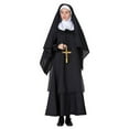 thumbnail image 3 of Nun Costume for Women Halloween Religious Gothic Dress with Cross Accessory Long Hooded Black Habit Fancy Dress, 3 of 7