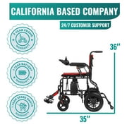 MALISA Portable Electric Wheelchairs for Adults, Foldable Motorized Power Wheelchairs, Red