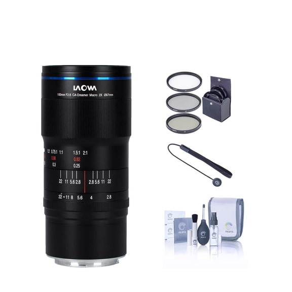 Venus Laowa 100mm f/2.8 2X Ultra Macro APO Lens for Canon RF, Bundle with ProOptic 67mm Filter Kit, Cleaning Kit, Lens Cap Tether