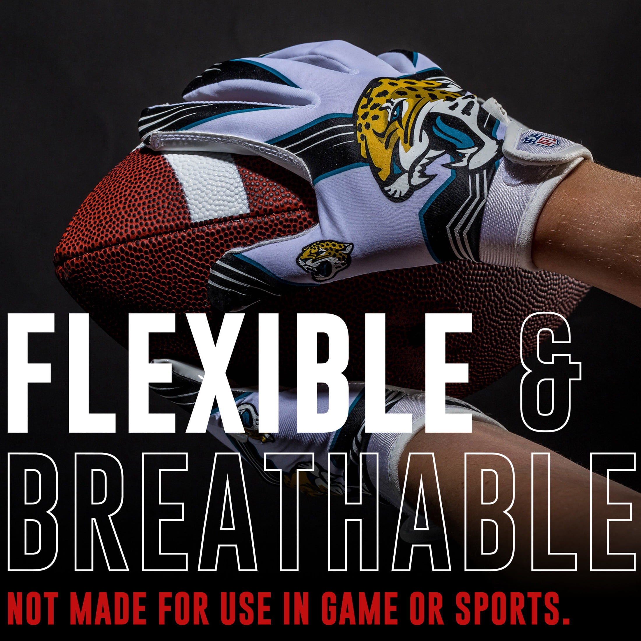Franklin Sports Jacksonville Jaguars Youth NFL Football Receiver Gloves - Official NFL Team Logos - Kids Football Gear + Accessories - Youth XS/S Pair