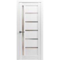 Pantry Kitchen Lite Pre-Hung Door with Hardware | Quadro 4088 White Silk with Frosted Opaque Glass | Single Panel Frame Trims | Bathroom Bedroom Sturdy Doors -36" x 96"