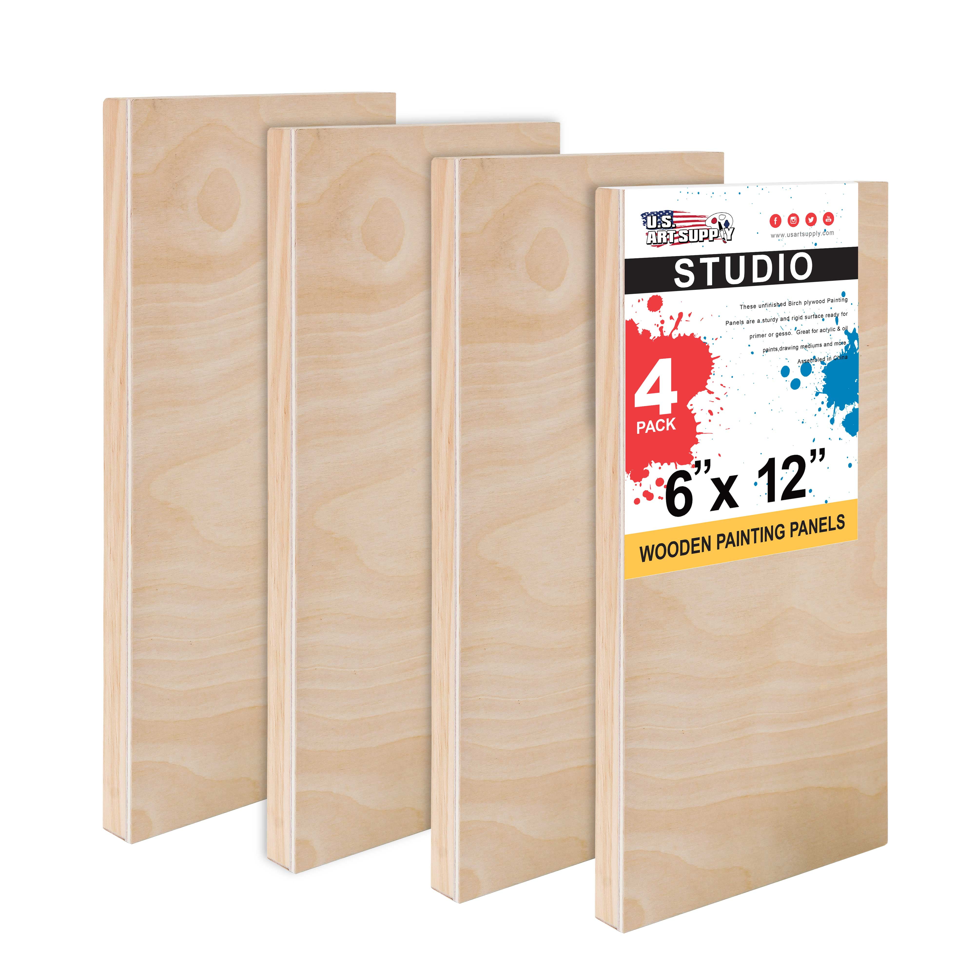 Acrylic Encaustic Oil U.S Studio 3/4 Deep Cradle Art Supply 4 x 4 Birch Wood Paint Pouring Panel Boards Watercolor - Artist Wooden Wall Canvases Painting Mixed-Media Craft Pack of 5 