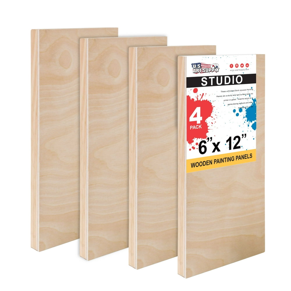 U.S. Art Supply 6" x 12" Birch Wood Paint Pouring Panel Boards, Studio