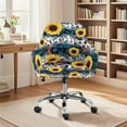 thumbnail image 2 of Whosucclay Sunflower Leopard Print Curved Back Chair Slipcover Stretch Dining Chair Cover Removable Kitchen Chair Cover Modern Bar Stools Covers for Kitchen Party Banquet Decor, 2 of 7