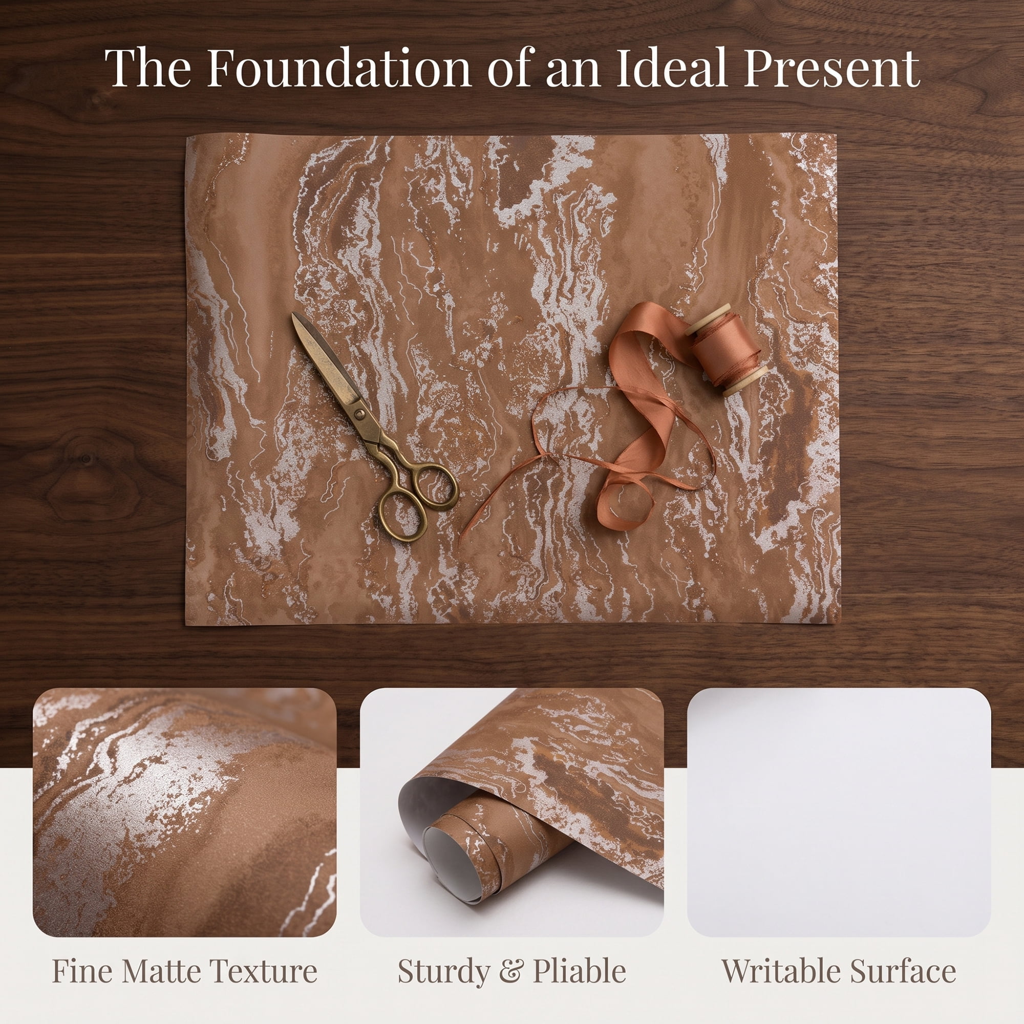 Unique Bargains Flowing Cloud Pattern Gift Wrapping Paper for Occasions Brown 27.6"x 19.7"
