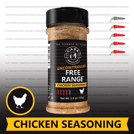 Casa M Spice Co® Uncontrolled Free Range® Chicken Seasoning —Gourmet BBQ Rub Poultry Seasoning Dry Rub • Low Sodium • Low Salt • No MSG • Gluten Free • Barbecue Chicken Wings Spices and Seasonings