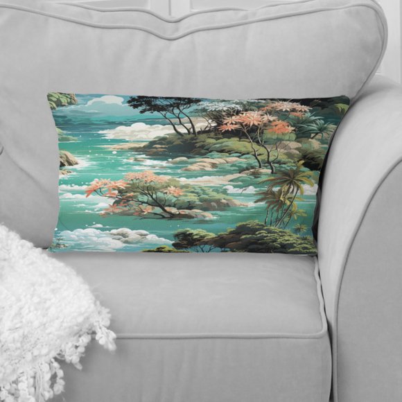 Designart "Dreamy Island Oasis" Tropical Throw Pillow - Traditional Pillow For Couch - Insert And Pillows Covers For Bedroom Decor
