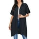 thumbnail image 1 of Blusa larga para mujer, dobladillo irregular, mangas cortas, vestido de camisa vintage suelto Irfora Aqua/3X-grande, 1 of 7