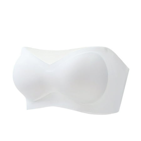 Clearance!Uooqdmx Bras for Women Strapless Bra Comfortable and Summer Strapless Non Slip Gathering and No Thin and Anti Glare Bra Bralettes for Women White L