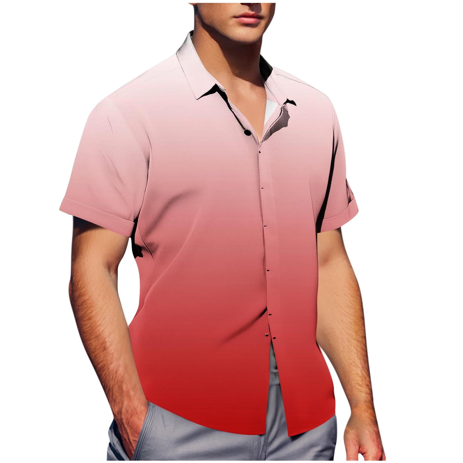 VSSSJ Chemise à Manches Courtes pour Hommes, Imprimé Dégradé