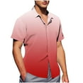 thumbnail image 2 of Antinious Mens Short Sleeve Button up Casual Fashion Turndown Collar Printing Tshirts,Watermelon Red,L, 2 of 5