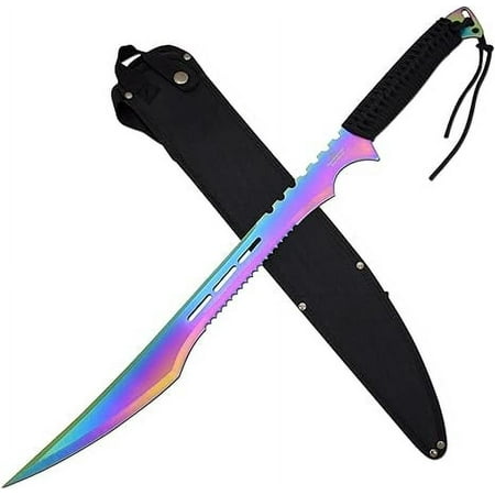 Snake Eye Tactical 27 Fantasy Ninja Machete with Nylon Carrying Case Outdoors Camping Blade (Rainbow)