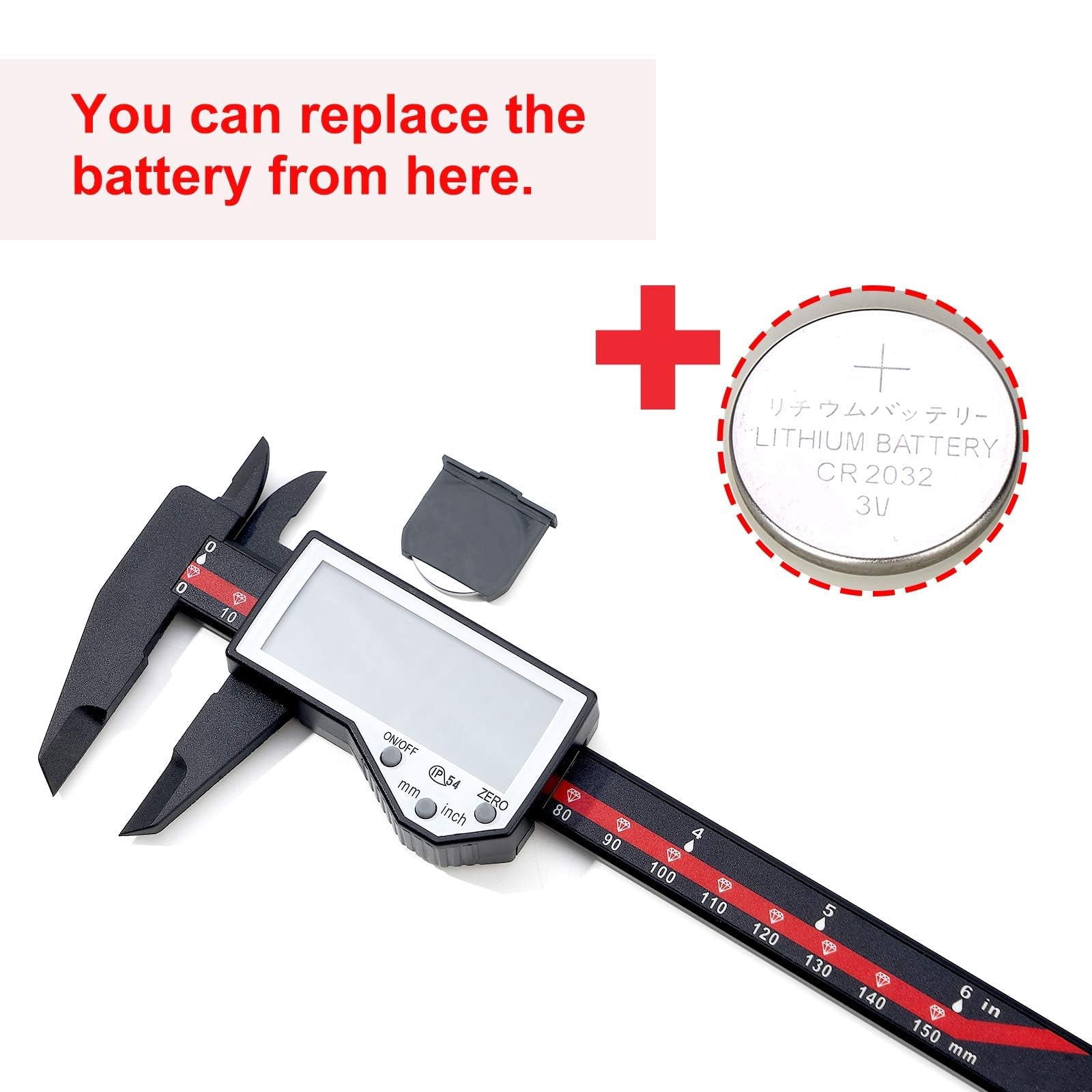Digital Caliper, 0-6" Calipers Measuring Tool - Electronic Micrometer Caliper with Large LCD Screen, Auto-Off Feature, Inch and Millimeter Conversion