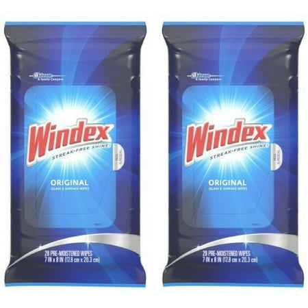 Windex Original Glass Wipes, 6 pack, 28 ct - 2 Packs