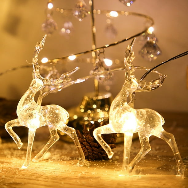 De Reno Para Interiores, Decoraciones, 10 Luces Led De Cadena Blancas Cálidas, Iluminación De Hadas Alimentada Por Usb Y Batería, Regalos De Navidad seitruly HA040452-02