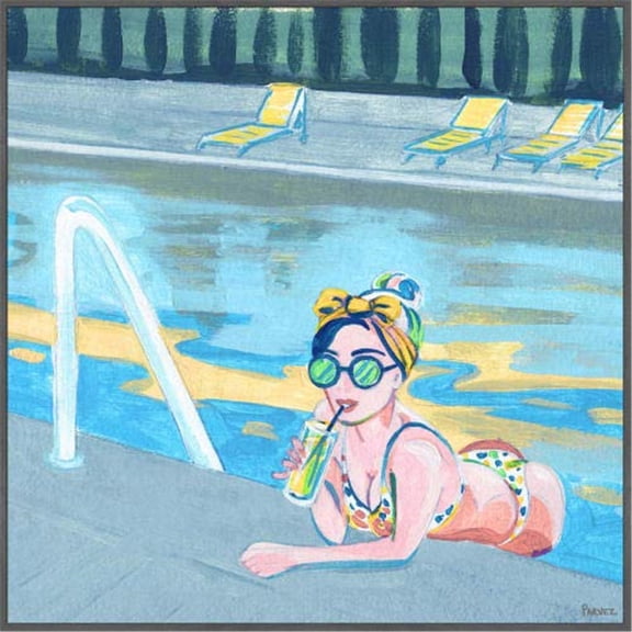 Bow in the Pool Floater Framed Painting Print on Canvas