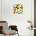 thumbnail image 2 of Square Wall Clock,Orange And Teal Flowers On Cream BackgSquare,Silent Non-Ticking Wall Clock Decor for Home Office Kitchen Living Room Bedroom(12inch), 2 of 4