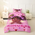 thumbnail image 2 of Castle Fairy Black Kawaii Princess Twin Duvet Cover,Angel Heart Print Twin Bedding,Pink,Pink Reversible,1 Duvet Cover and 1 Pillowcase, 2 of 6