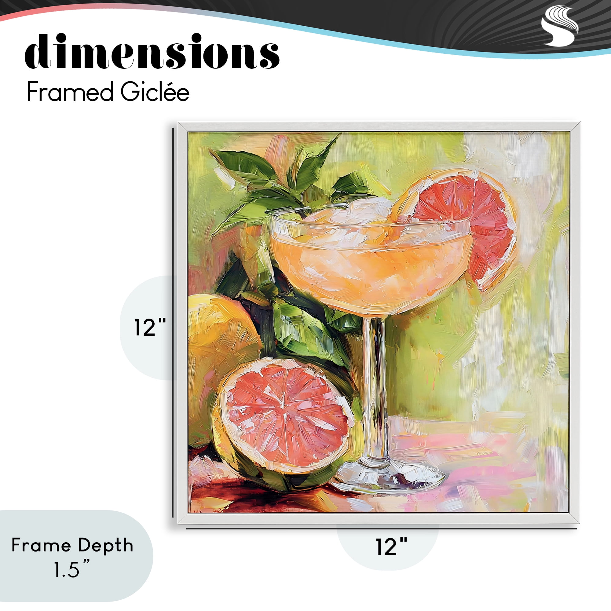 Stupell Industries Grapefruit Summer Cocktail White Framed Giclee Art, design by Riley B