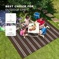 thumbnail image 3 of wikiwiki Outdoor Rug, 9x18ft Waterproof Reversible Mat Indoor Outdoor Rugs Carpet, Small Area Rug Plastic Straw Rug for Patio Deck Balcony Pool RV Camping Beach Picnic, Brown & White, Rugscape Series, 3 of 5