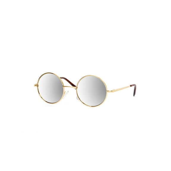 Circular Style Gold Frame Mirror Lens Sunglasses