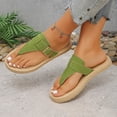 thumbnail image 5 of Rokment Women's Flat Flip Flops Sandals Beach Casual Suede Buckles Waterproof Soles Platform Gladiator Thongs Dress Slip on Slides Summer Vacation Green Size 8.5, 5 of 7