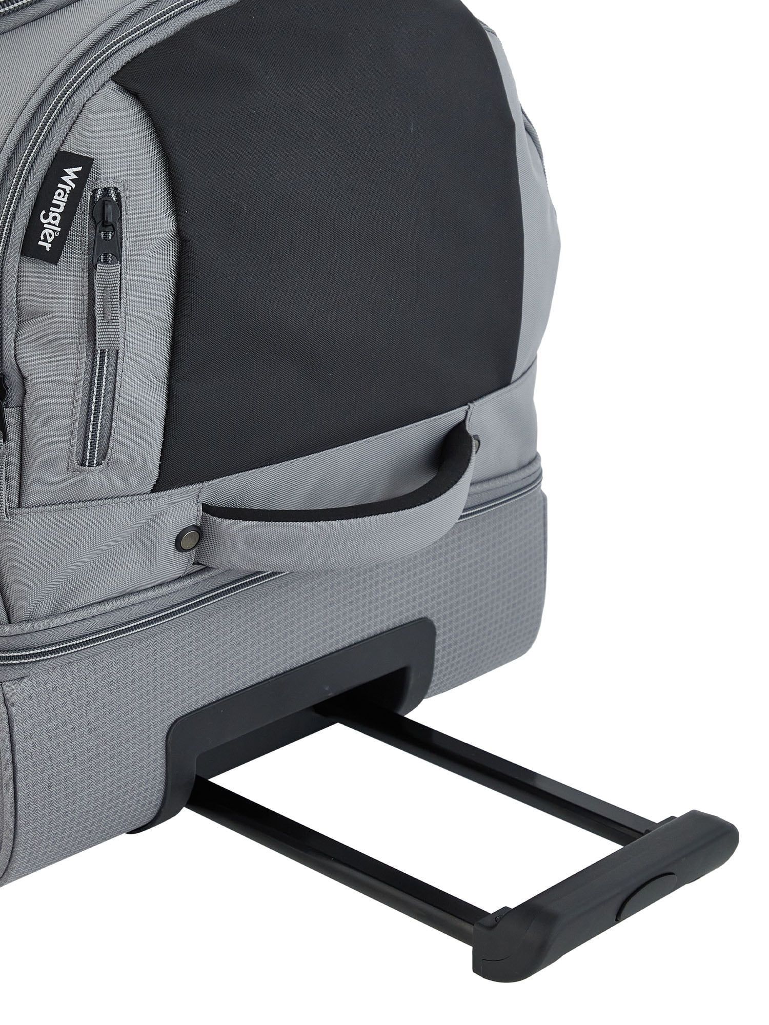Wrangler Jumbo 36-inch Drop-Bottom Rolling Duffel with Telescopic Handle, Sharkskin Gray