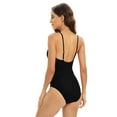 thumbnail image 5 of WBQ Women's High Cut One Piece Swimsuit Tie Side Bathing Suit Sexy Cutout Monokini Black S-2XL, 5 of 8