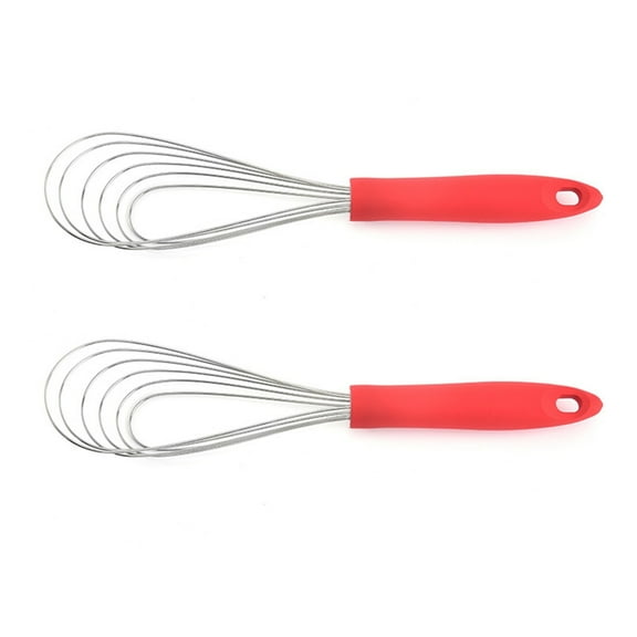 Ergonomic Handle Stainless Steel Whisk Flat Silicone Handle Eggs Beater Practical Cream Kitchen Accessories