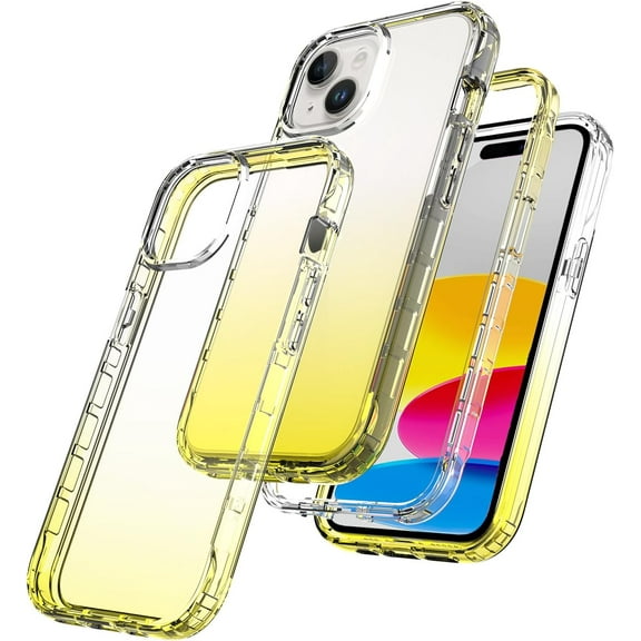 Clear Case for iPhone 15 Plus, Thin Slim Crystal Bilayer Bumper Shockproof Protective Case Cover for iPhone 15 Plus 6.7 inch 2023 (Clear Yellow)