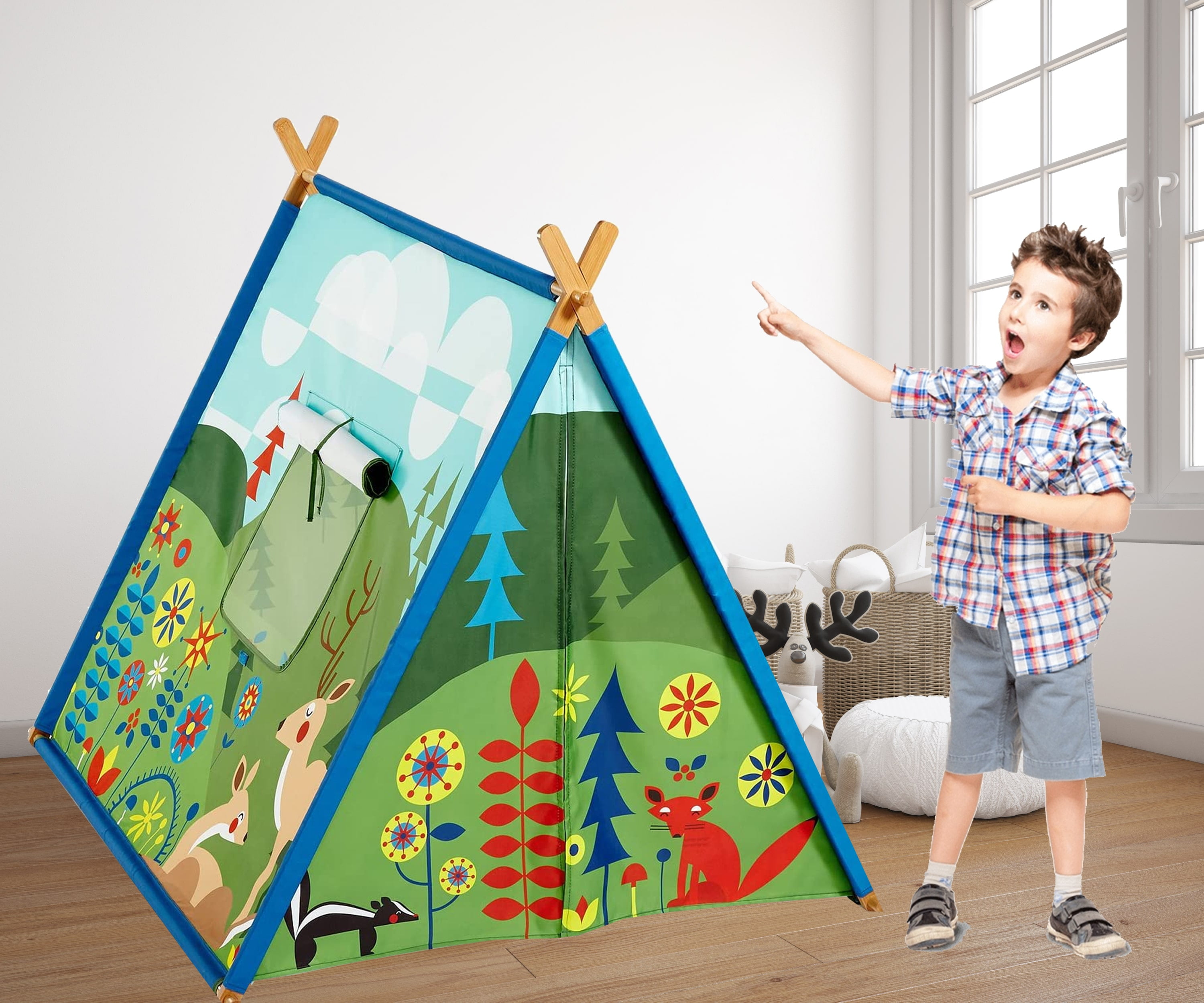 Kid Made Modern Friendly Fields Woodland Children's Play Bamboo Frame Fort Tent for sale online