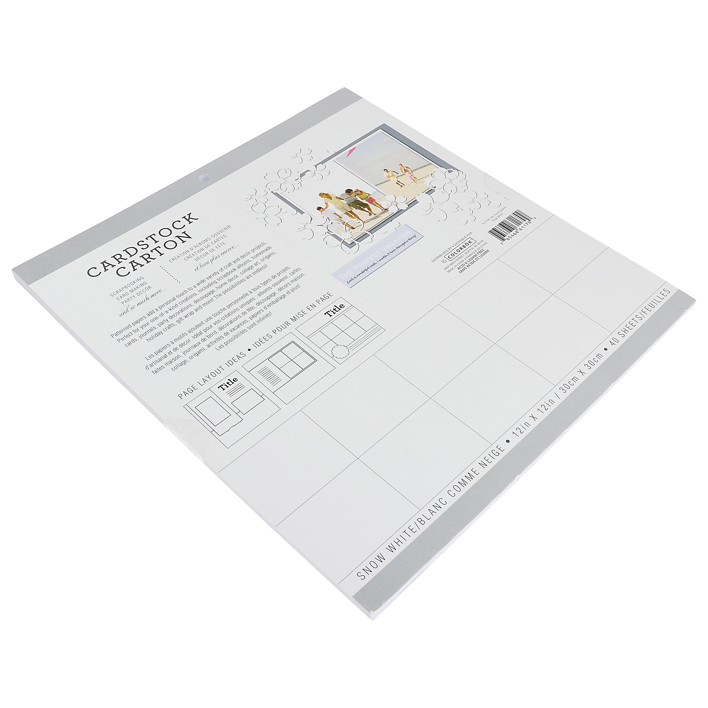 Colorbok 12" Snow White Textured Cardstock, 1 Each