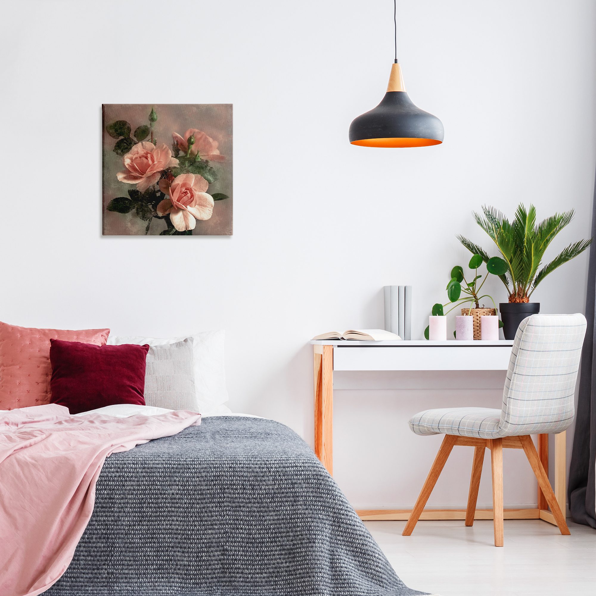 Stupell Industries Vintage Blush Petals Plants & Flowers Painting Wrapped Canvas Art Print Wall Art, 24 x 24