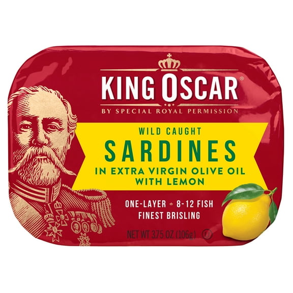 King Oscar Wild Caught Sardines in Extra Virgin Olive Oil with Lemon 3.75 oz
