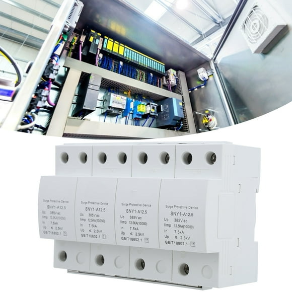 Electrical 4P Surge Protector Arrester AntiThunder Circuit Breaker Household 385VAC12.5KA
