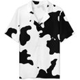 thumbnail image 3 of PRIYAL Cow Pattern Mens Short Sleeve Pajama Set Satin Silk Sleepwear 2 Piece Pjs Loungewear, 3 of 6