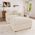thumbnail image 4 of Muumblus Oversized Lounge Chair with Ottoman, Plush Cloud Accent Armchair for Living Room, Beige Chenille, 4 of 9